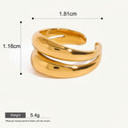 Seraphina Treasures Althea gold open ring with modern geometric lines, waterproof and hypoallergenic.