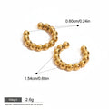 Seraphina Treasures Aurevya gold-tone ear clips with geometric bead design. Waterproof and hypoallergenic.