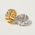 Seraphina Treasures Calliope ring in gold and silver, featuring a delicate heart design and open split band.