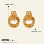 Seraphina Treasures Calypsa gold-tone metal drop earrings with double oval hoops, perfect for everyday wear.