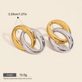 Seraphina Treasures Cassia earrings with interlocking gold and silver oval links. Lightweight and hypoallergenic.