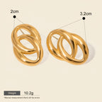 Seraphina Treasures Cassia gold-tone interlocking oval earrings. Lightweight and hypoallergenic.