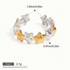 Seraphina Treasures Cassiara adjustable ring with alternating silver and gold stars. Waterproof and hypoallergenic.