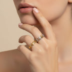 Seraphina Treasures Cassiara adjustable ring with a delicate star design in gold and silver finishes.