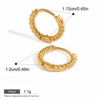 Seraphina Treasures Cassira gold twisted hoop earrings, 1.13cm diameter, waterproof and hypoallergenic.