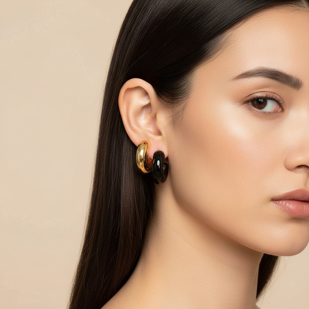 Seraphina Treasures Cyrisa silver chunky hoop earrings with a polished finish.