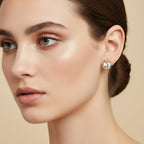 Seraphina Treasures Diamora gold stud earrings with clear cubic zirconia, perfect for everyday wear.