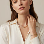 Seraphina Treasures Divinora two-tone necklace and bracelet set with rope and link chains in gold and silver.