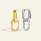 Seraphina Treasures Dynara gold and silver link earrings with cubic zirconia.