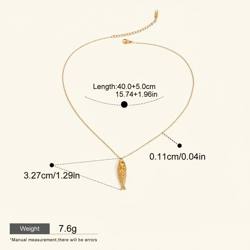 Seraphina Treasures Eira gold carp pendant necklace with adjustable chain, 40.0+5.0cm length.