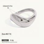 Seraphina Treasures Electra silver ring with irregular wave design, waterproof and hypoallergenic.