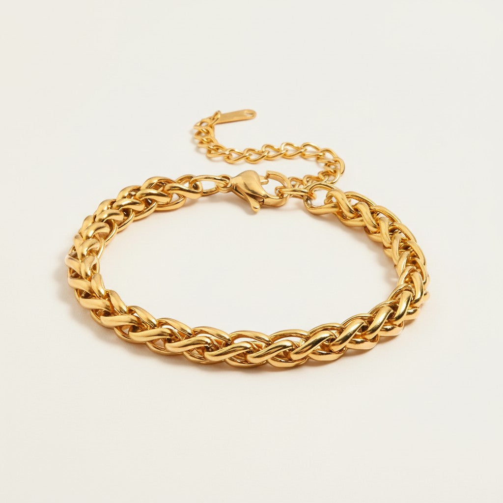 Seraphina Treasures gold braided chain bracelet with lobster clasp and extender.