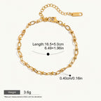 Seraphina Treasures gold-tone stainless steel Chrysara bracelet with oval links, adjustable length, waterproof and hypoallergenic.