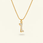 Seraphina Treasures gold bone necklace with crystal accents and ball chain.
