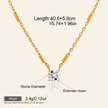 Seraphina Treasures Elarion gold necklace with cubic zirconia pendant and extender chain. Waterproof and hypoallergenic.