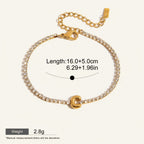 Seraphina Treasures gold-tone bracelet with clear zirconia stones and a gold 'C' initial pendant. Adjustable chain.