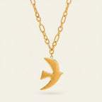 Seraphina Treasures gold dove pendant necklace with textured finish and chunky chain.