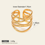 Seraphina Treasures gold-tone stainless steel Drusilla ring with layered, openwork design. Waterproof and hypoallergenic.