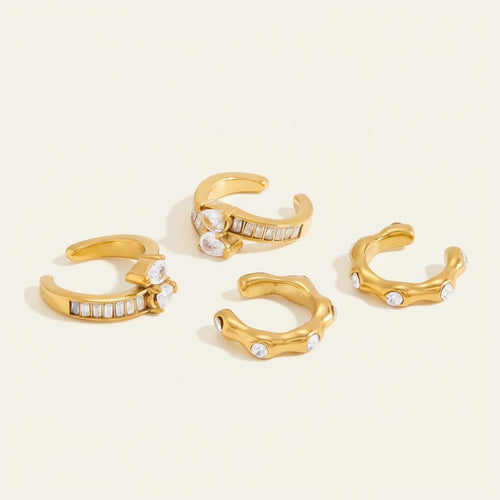 Seraphina Treasures gold-tone ear clips with cubic zirconia stones, no piercing required.