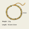 Seraphina Treasures gold-tone bracelet with green olive leaf design, 0.5cm wide.