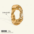 Seraphina Treasures Thyra gold hammered open ring with irregular shape, waterproof and hypoallergenic.