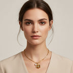 Seraphina Treasures gold necklace with a hat-shaped pendant and freshwater pearl accent.