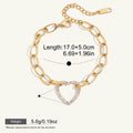 Seraphina Treasures gold-tone bracelet with a crystal-encrusted heart pendant and chunky oval links. Adjustable length.