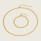 Seraphina Treasures gold-tone stainless steel necklace and bracelet set with delicate heart chain design.