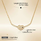 Seraphina Treasures gold-tone necklace with a crystal-encrusted heart pendant and extender chain. Hypoallergenic.