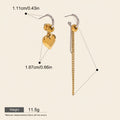 Seraphina Treasures gold heart and chain dangle earrings with tassel detail. Waterproof and hypoallergenic.