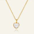 Seraphina Treasures gold necklace with a heart-shaped clear zircon pendant. Elegant and timeless.
