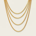 Seraphina Treasures Iridelle gold herringbone chain necklace set, perfect for layering or solo wear.