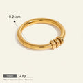 Seraphina Treasures gold-tone stainless steel ring with stacked bead detail, 0.24cm width, waterproof and hypoallergenic.