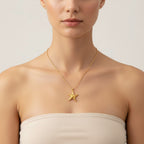 Seraphina Treasures gold starfish pendant necklace with rope chain, 50cm length.