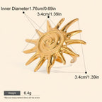 Seraphina Treasures gold sunburst ring with adjustable open design and intricate spiral detail. Hypoallergenic metal.
