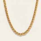 Seraphina Treasures Xantheia gold wheat chain necklace. Sleek, elegant, and versatile for layering or solo wear.