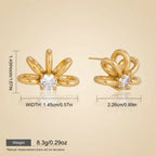 Seraphina Treasures gold hollow circle earrings with zircon stones, flower design, hypoallergenic.