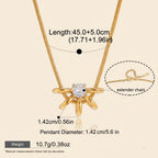 Seraphina Treasures gold necklace with a hollow circle pendant featuring a clear zircon stone and an extender chain.