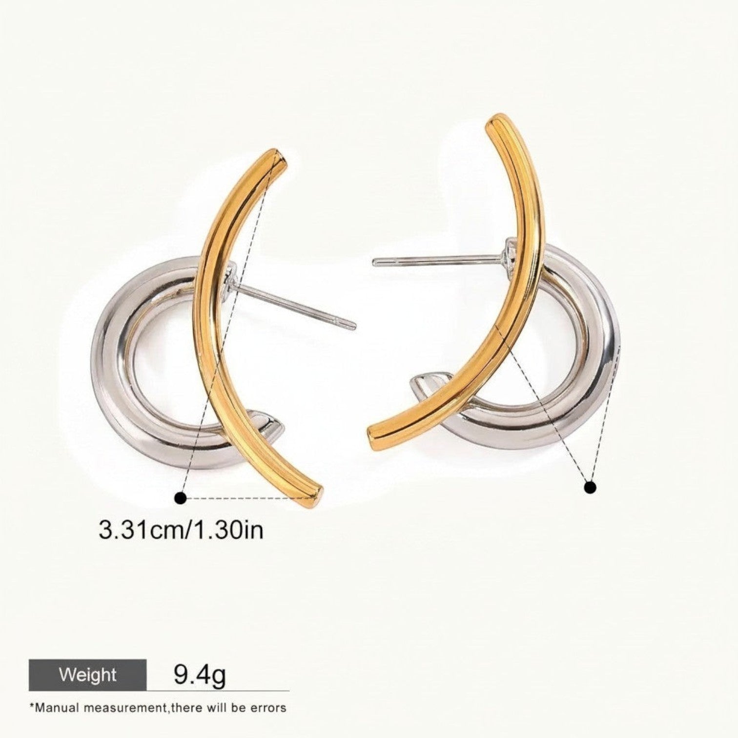 Seraphina Treasures Jovara gold and silver mixed metal hoop earrings with a modern, abstract design.