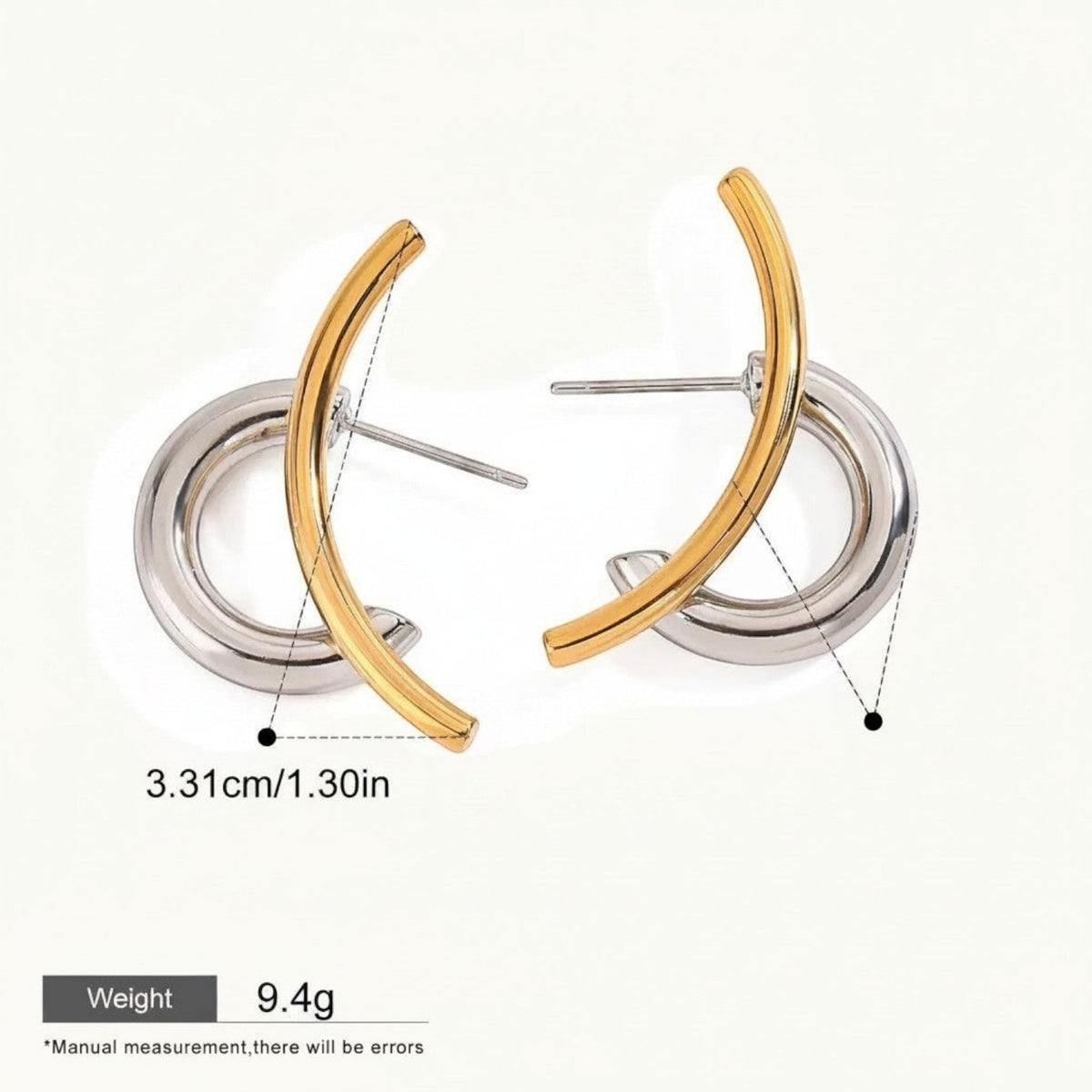 Seraphina Treasures Jovara gold and silver mixed metal hoop earrings with a modern, abstract design.