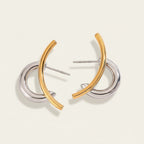 Seraphina Treasures Jovara two-tone gold and silver hoop earrings with a modern, sculptural design.