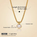Seraphina Treasures Kallistra gold necklace with oval zircon pendant and extender chain. Waterproof and hypoallergenic.