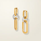 Seraphina Treasures Kyralith gold and silver tone metal link drop earrings with angular shapes.