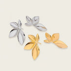 Seraphina Treasures Sylvara leaf earrings in gold and silver finishes. Elegant, nature-inspired design.
