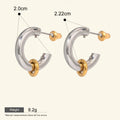 Seraphina Treasures Lunessa small hoop dangle earrings in silver and gold, hypoallergenic and waterproof.
