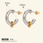 Seraphina Treasures Lunessa small hoop dangle earrings in silver and gold, hypoallergenic and waterproof.