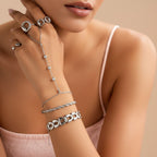 Seraphina Treasures Lyra connected bracelet and ring set with cubic zirconia stones and rope chain bracelet.