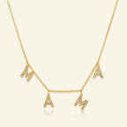 Seraphina Treasures gold-tone necklace with crystal-studded "MAMA" charms, perfect for Mother's Day.