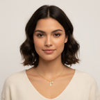 Seraphina Treasures gold Mamirra necklace with "MAMA" charm and pearl accent. Delicate chain.