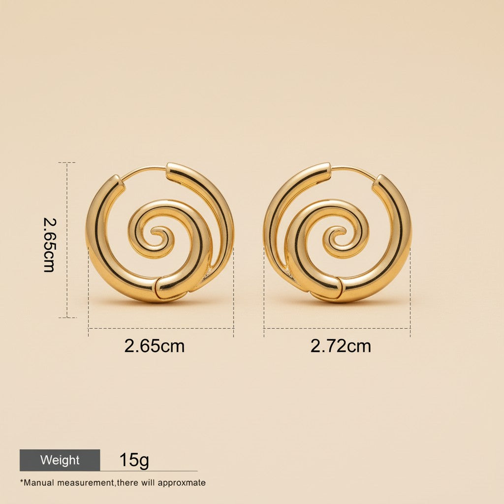 Seraphina Treasures Morviane silver spiral hoop earrings, 2.65cm diameter, waterproof and hypoallergenic.